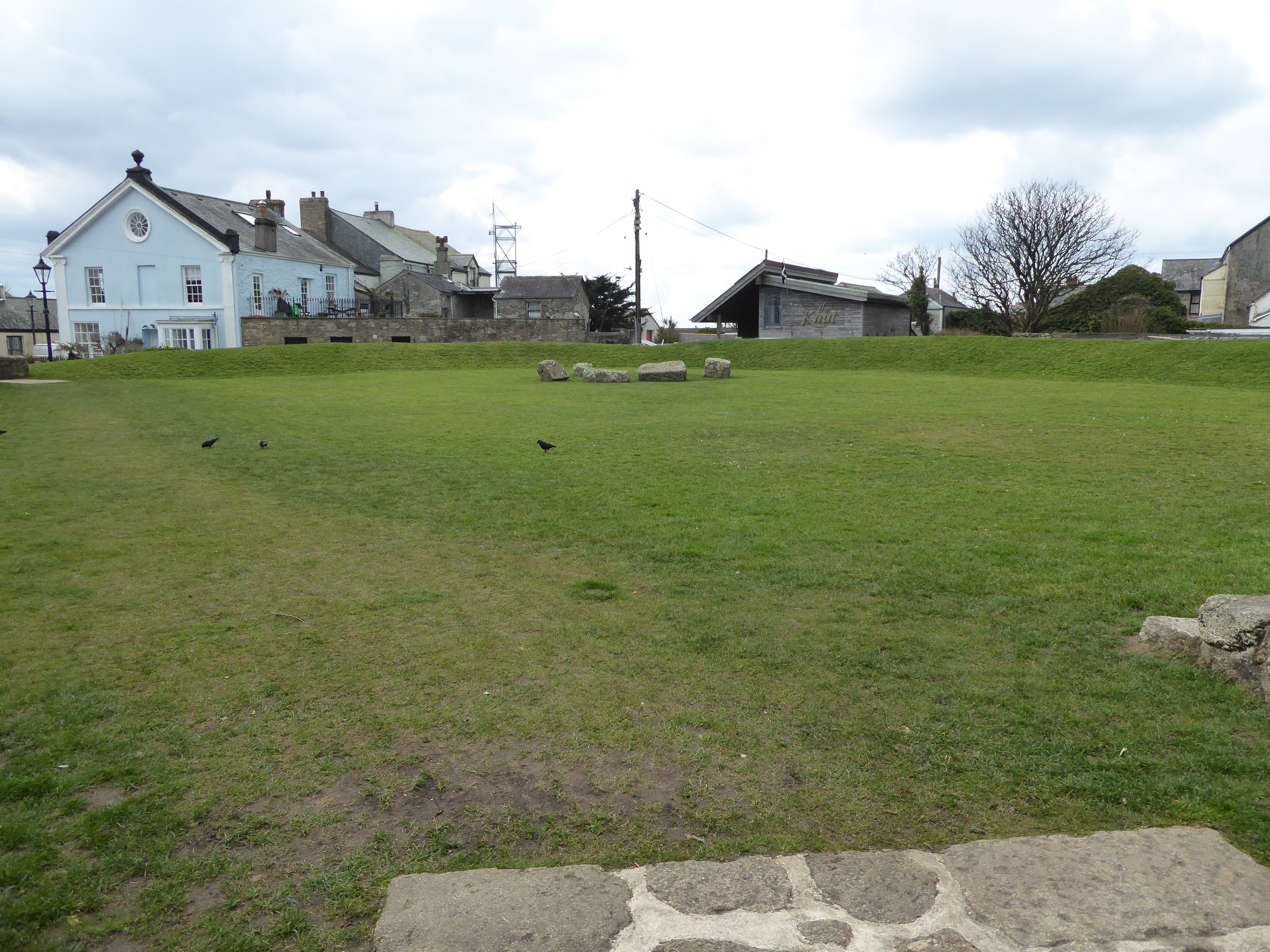 The playing place in the centre of St Just is a level grassy area.